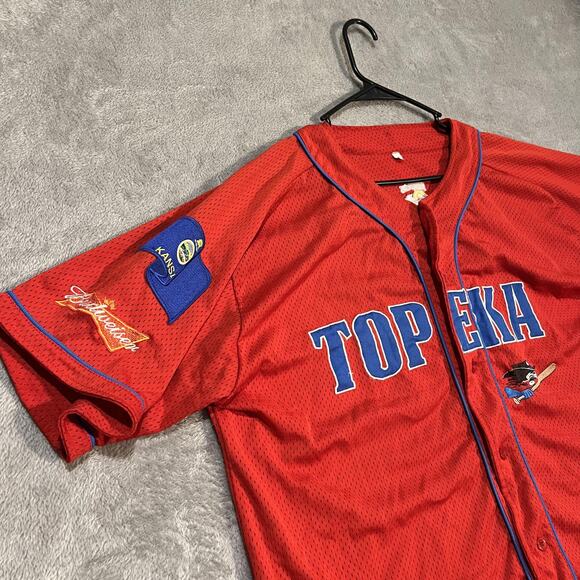 Topeka Train Robbers Jersey Mens XL 25 Pecos League Baseball Kansas Budweiser - Picture 2 of 8